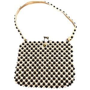 Vintage Black and White Beaded Handbag